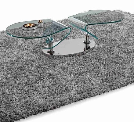 Meja Pemintalan Kaca Stainless Steel Base Coffee Side Table OEM