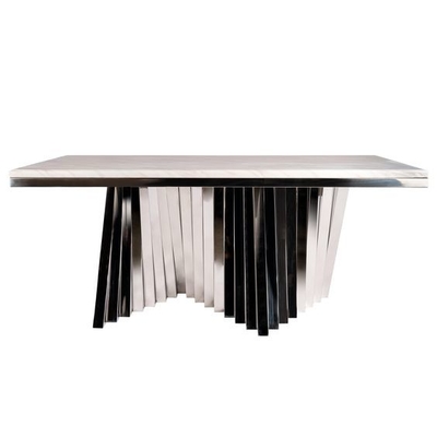 SS Base Luxury Modern Dining Table Set Meja Makan Kaca Gloss Untuk 4