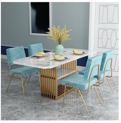Nordic Marble Top Wedding Banquet Tables Meja Makan Persegi Panjang Modern Dengan Kursi 50X90X75