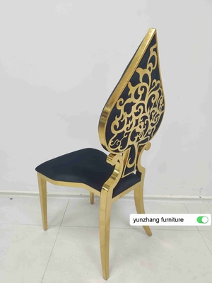 Fancy Gold kursi pernikahan ditumpuk desain mewah bantal putih
