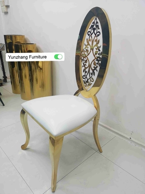 Ellipse High Back Golden Wedding Dining Chair Dengan Bunga OEM