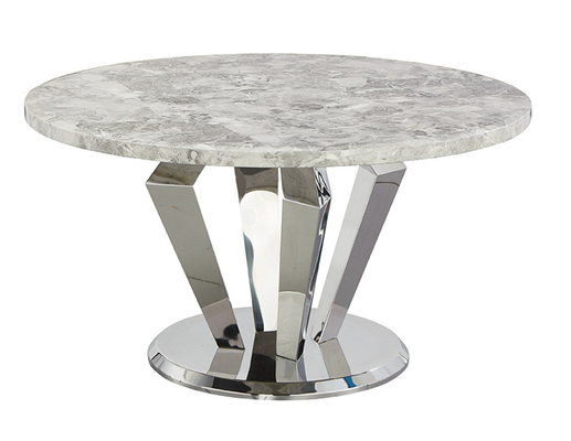 Meja Makan Modern Mewah Marmer Atas Meja Makan Stainless Steel