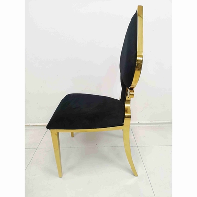 Kursi Makan Perjamuan Jantung Poker Bingkai Stainless Steel Warna Hitam