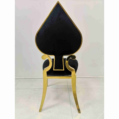 Kursi Makan Perjamuan Jantung Poker Bingkai Stainless Steel Warna Hitam