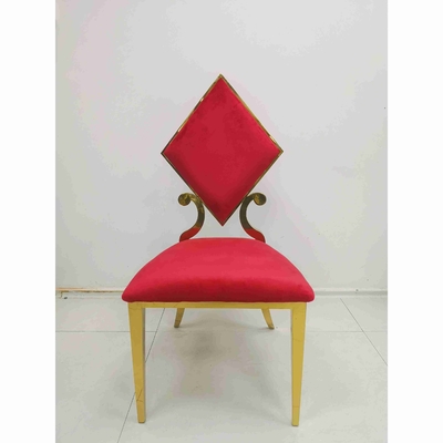 Kursi Perjamuan Pernikahan Poker Prismatic Warna Merah Bingkai Stainless Steel