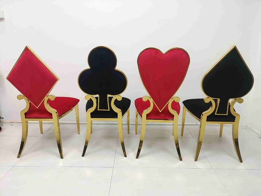 Kursi Perjamuan Pernikahan Poker Prismatic Warna Merah Bingkai Stainless Steel