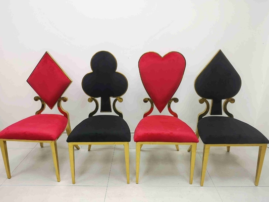 Kursi Perjamuan Pernikahan Poker Prismatic Warna Merah Bingkai Stainless Steel
