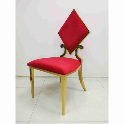 Kursi Perjamuan Pernikahan Poker Prismatic Warna Merah Bingkai Stainless Steel