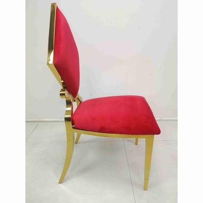 Kursi Perjamuan Pernikahan Poker Prismatic Warna Merah Bingkai Stainless Steel