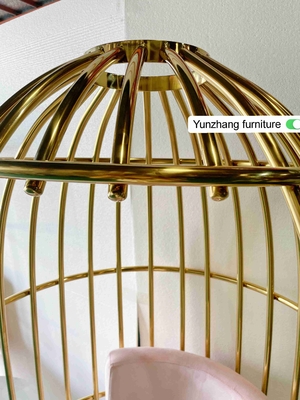 Kursi Sangkar Burung Emas Logam Nyaman Stainless Steel Untuk Perjamuan Hotel