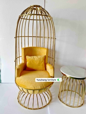 Kursi Sangkar Burung Emas Logam Nyaman Stainless Steel Untuk Perjamuan Hotel