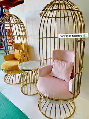 Kursi Sangkar Burung Emas Logam Nyaman Stainless Steel Untuk Perjamuan Hotel