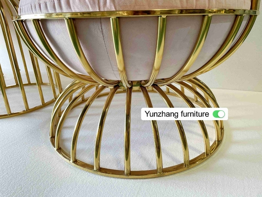 Kursi Sangkar Burung Emas Logam Nyaman Stainless Steel Untuk Perjamuan Hotel