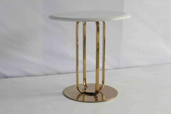 Meja Samping Elegan Populer Dengan Penggunaan Keluarga Marmer Logam Dasar Stainless Steel