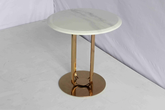 Meja Samping Elegan Populer Dengan Penggunaan Keluarga Marmer Logam Dasar Stainless Steel