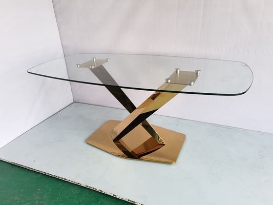 Harga yang bagus Pernikahan impor emas logam dasar kaca cermin atas meja makan dengan kristal on line