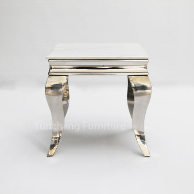 Harga bagus Faux Marble Wide End Table Bingkai Berwarna Perak Untuk Sofa Dan Ruang Tamu on line