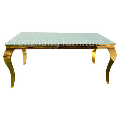 Harga yang bagus Meja Makan Stainless Steel Bentuk Persegi Panjang Dengan Bagian Atas Marmer on line