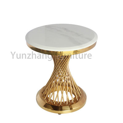 Harga bagus Emas/Rose Gold/Perak Round Side Table Steel Tube Base Untuk Ruang Tamu on line