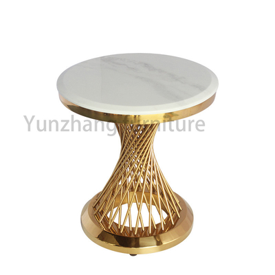 Emas/Rose Gold/Perak Round Side Table Steel Tube Base Untuk Ruang Tamu