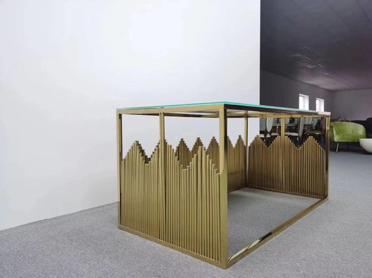 Harga yang bagus Model baru persegi panjang stainless steel pesta acara emas meja pernikahan on line