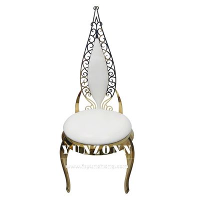 Harga yang bagus Kursi Perjamuan Pernikahan Komersial Emas Stainless Steel Kulit Beludru on line