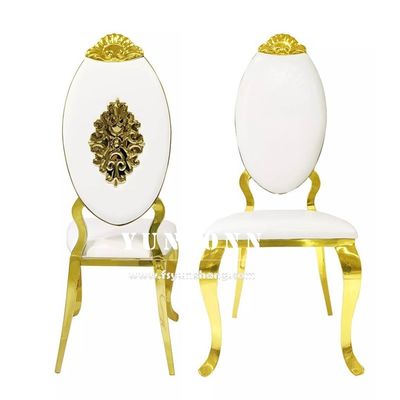 Harga bagus Luxury Hotel Restaurant Metal Chair Crown Design emas stainless steel kursi pernikahan kerajaan on line