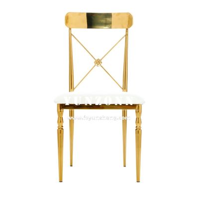 Harga bagus Pesta Perjamuan Sewa Emas Hotel Baja tahan karat Kursi Pernikahan Untuk Event Hall on line