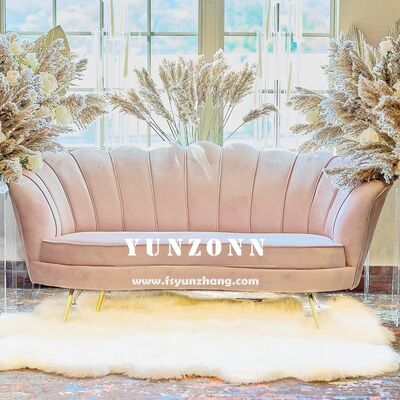 Harga bagus OEM/ODM Modern Nordic Style 2 Seater Velvet Shell Sofa dengan Kaki Emas Nyaman untuk Dining Mall Living Room Hotel Wedding on line