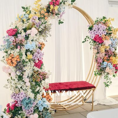 Harga bagus Sofa Rangka Stainless Steel Emas Desain Bentuk Lingkaran untuk Pasangan untuk Pernikahan dan Makan Kursi Makan Nyaman on line