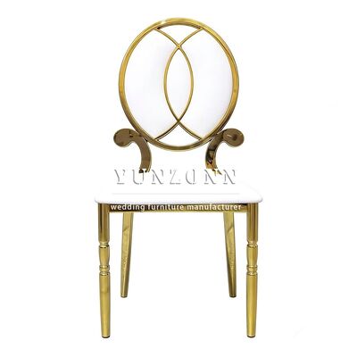 Harga bagus Grosir Modern Furniture Stackable Gold Dining Chair Fancy Gold Stainless Steel Wedding Chair untuk Restoran dan Banket on line