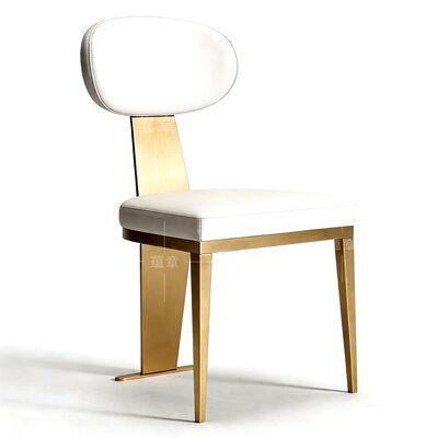 Harga bagus Emas stainless steel pernikahan kursi makan kain kulit sintetis furnitur makan kursi restoran on line