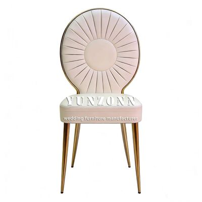 Harga bagus Grosir emas stainless steel PU kulit kursi pernikahan mewah untuk acara resepsi on line