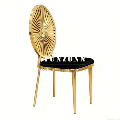 Harga bagus Kursi Pernikahan Emas Kursi Makan yang dapat ditumpuk untuk Hotel Pernikahan Perjamuan Pernikahan Perabot Pernikahan Kursi rangka stainless steel on line