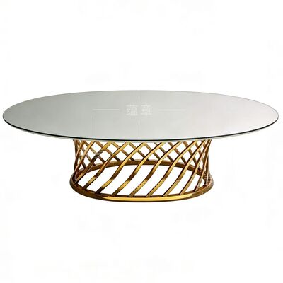 Harga bagus Kualitas baik Kaca cermin atas dengan rangka stainless steel Meja oval untuk pernikahan Makan pesta on line