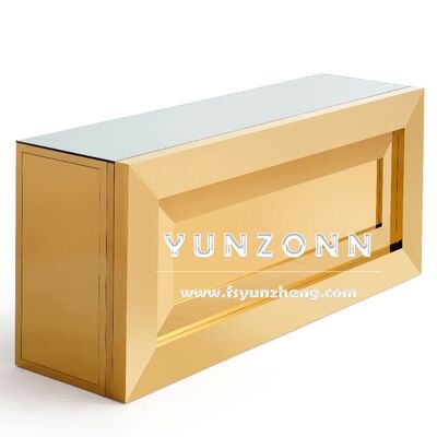 Harga bagus Meja Bar Contempo dengan Desain Modern Stainless Steel Warna Emas untuk Furnitur Hotel Outdoor Ruang Makan Acara Pesta Pernikahan on line