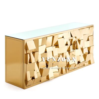 Harga bagus Meja Bar Besi persegi panjang modern dengan Kaca Cermin Desain Baru Rumah Klub Bar Counter untuk Hotel & Acara Pernikahan on line