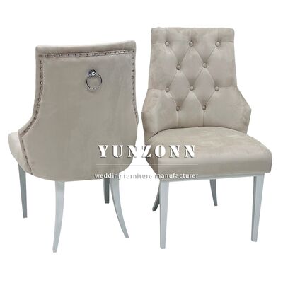 Harga bagus Kursi Ruang Makan Kaki Logam Kain Velvet Ring Kembali Mewah Perabotan Modern Makan Malam Restoran Kursi Pernikahan Baja Rinsless on line