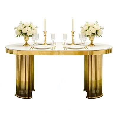 Harga bagus Hot Sell Pesta Pernikahan Mdf Top Wedding Vip Bridal Table Meja Pernikahan Emas Mewah untuk Perabotan Acara on line