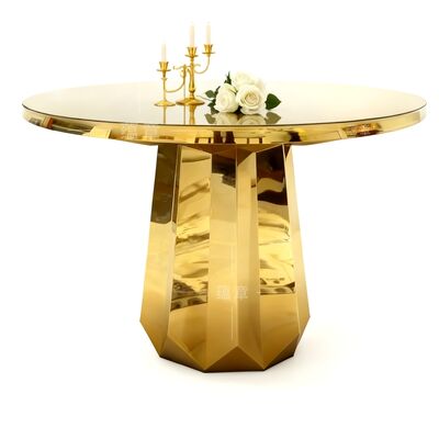 Harga bagus Meja Kue Pernikahan Bentuk Berlian Stainless Steel Electroplate untuk Acara Pesta Furnitur on line