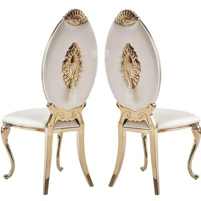 Harga bagus Pabrik furnitur Penjualan langsung dari baja tahan karat Plating emas Gaya klasik kursi punggung tinggi Cocok untuk pernikahan dan pesta on line