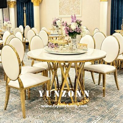 Harga bagus Meja Makan Ruang Acara Pernikahan Modern Stainless Steel YUNZONN Furniture Pabrik Grosir Meja Bundar on line