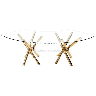 Harga bagus Bentuk Multiple Pilihan Lingkaran persegi panjang Elips Serpentine Stainless Steel Meja Makan Base Meja Pernikahan untuk dijual on line