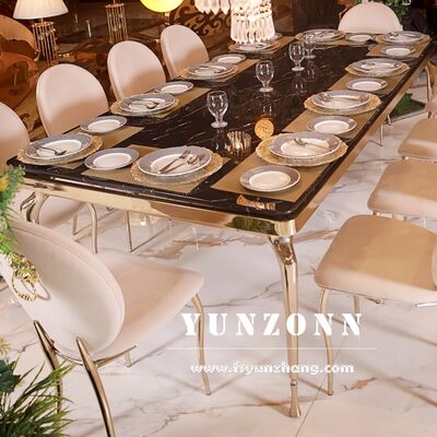 Harga bagus Furniture Manufacturer Custom Formal Elegant Marble Dining Table Modern Luxury Dining Table Set Furniture Pernikahan on line