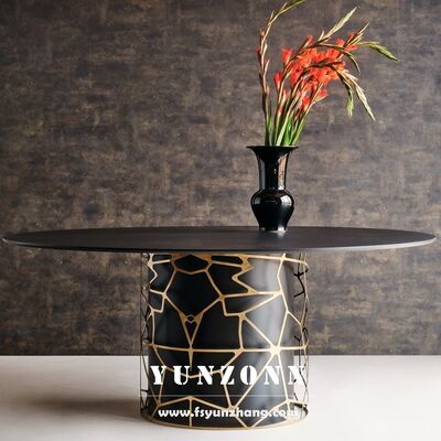 Harga bagus Furnitur Ruang Tamu Mewah Grosir Interior Klub Malam Eksterior Desain Turki Meja Stainless Steel Hitam untuk Pernikahan on line