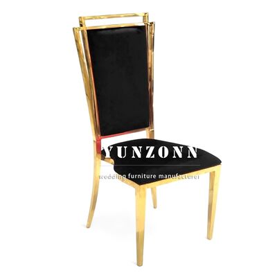 Harga bagus Sino sempurna harga yang menguntungkan emas logam persegi belakang banquet ruang makan kursi untuk acara pernikahan makan on line