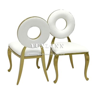 Harga bagus Desain Baru Donut Emas Hotel Mewah Perjamuan Pernikahan Velvet Kursi Makan Baja Rinsing on line
