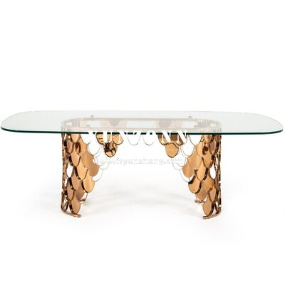 Harga bagus Dekorasi Meja Pernikahan Modern Mewah Top Kaca Baja Tahan Karat Gaya Baru untuk Ruang Makan Luar Ruangan Penggunaan Hotel on line