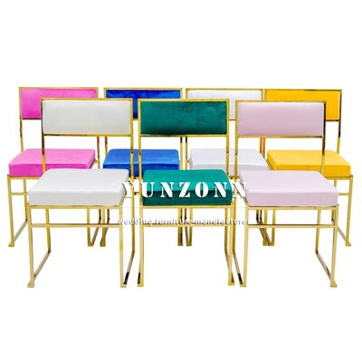 Harga bagus Furnitur Hotel Perlengkapan kursi Pernikahan Emas Acara Ruang pesta Ruang makan Hotel Kursi rangka stainless steel on line