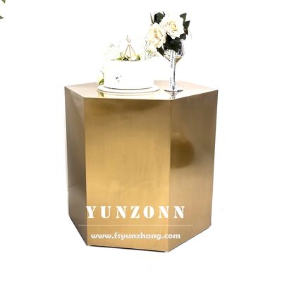 Harga bagus Meja Kue Logam Bentuk Heksagon Modern Desain Baru Furnitur Rumah Taman dengan Aplikasi Luar Ruangan untuk Dijual Bangku Penyimpanan on line